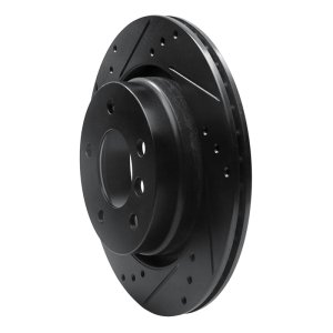 BMW 323I Brake Rotor (1) - Rear Left - R1 Concepts - Drilled & Slotted - Black - `99-`06